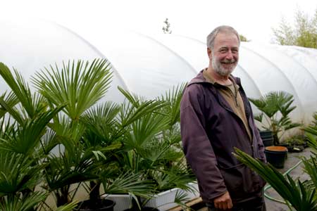 George Gregory by poly tunnel at The Palm House